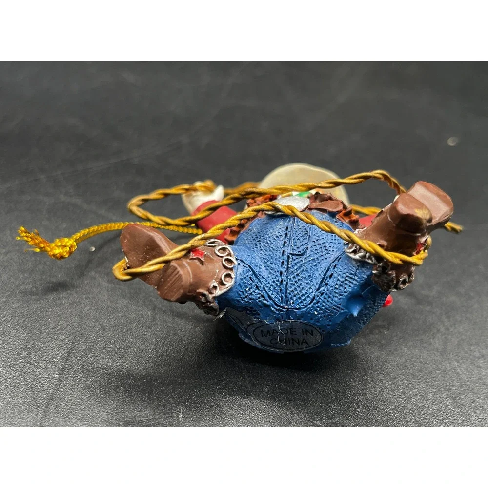 Western Cowboy Snowman Lasso Cactus Couple Resin Christmas Ornaments Set 2